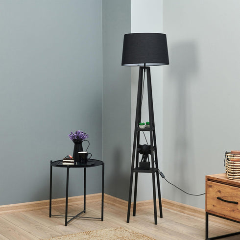 ARlight FLT 6322 BK ΔΑΠΕΔΟΥ ΞΥΛΙΝΟ ΜΑΥΡΟ ΜΕ 2 ΡΑΦΑΚΙΑ 1ΧΕ27