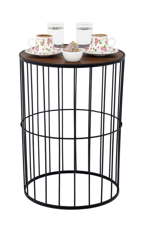 ARlight TBH-04 BK ΤΡΑΠΕΖΑΚΙ ΜΑΥΡΟ ΣΤΡΟΓΓΥΛΟ ΠΛΕΓΜΑ ΜΕ ΞΥΛΟ