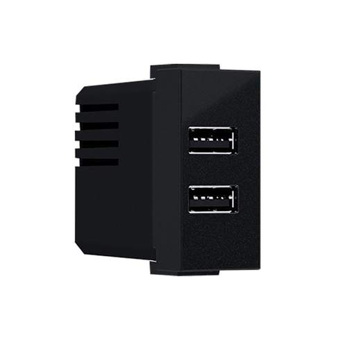 MODYS ΠΡΙΖΑ ΤΡΟΦΟΔΟΣΙΑΣ USB 1 ΣΤ. 2xUSB ΜΑΥΡΗ ΜΑΤ 5VDC 2X1.2A IP20 10101412355