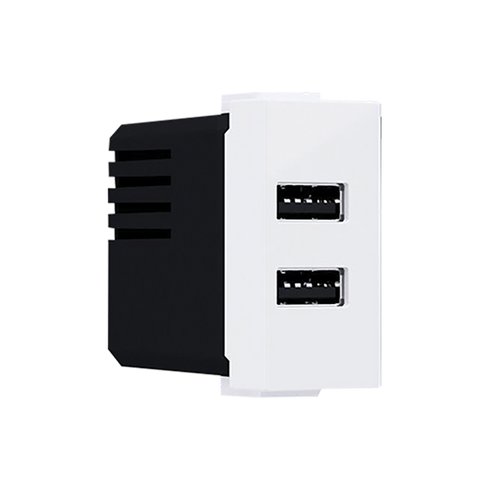 MODYS ΠΡΙΖΑ ΤΡΟΦΟΔΟΣΙΑΣ USB 1 ΣΤ. 2xUSB ΛΕΥΚΗ 5VDC 2X1.2A IP20 10101412821