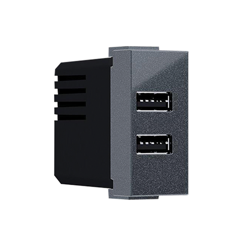 MODYS ΠΡΙΖΑ ΤΡΟΦΟΔΟΣΙΑΣ USB 1 ΣΤ. 2xUSB ΑΝΘΡΑΚΙ 5VDC 2X1.2A IP20 10101412827