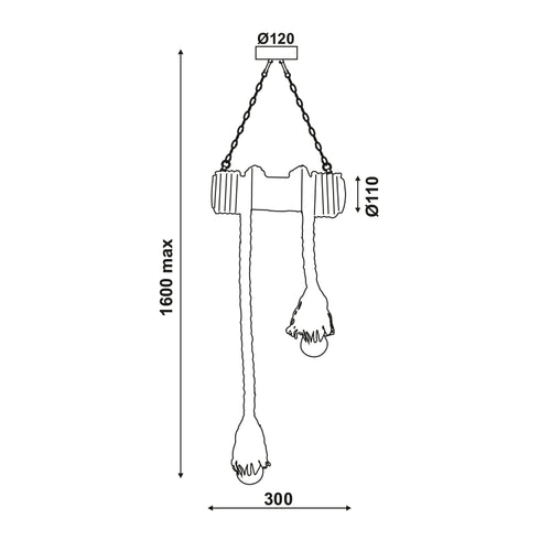 ΚΡΕΜΑΣΤΟ Φ/Σ 2ΧΕ27 BAMBOO+ΣΧΟΙΝΙ 11Χ30ΧΗ160CM max. MERLIN 932302BBR