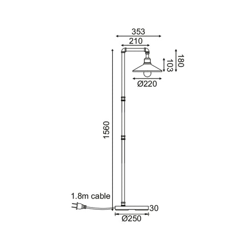 ΕΠΙΔΑΠΕΔΙΟ Φ/Σ 1ΧΕ27 ΜΑΥΡΟ+ΧΡΥΣΟ ΜΕΤΑΛΛΙΚΟ 35Χ25ΧH156CM PIPE AR4171F156BG