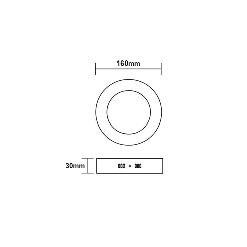 LED SLIM PANEL WHITE ROUND CEIL.12W 4000K 1100Lm Φ160 230V AC Ra80 ARCA1240RW