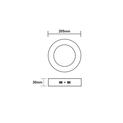 LED SLIM PANEL NM ROUND CEIL.18W 6500K 1750Lm Φ209 230V AC Ra80 ARCA1865RNM