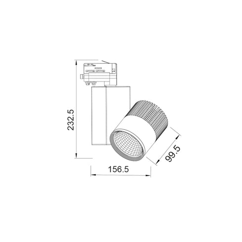 BLACK LED TRACK LIGHT 30W 3000K 4WIRES 36° 2200LM 230V Ra80 BIENAL3030B4
