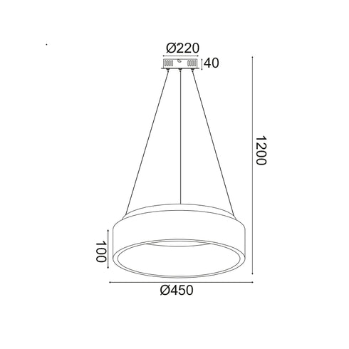 ΚΡΕΜΑΣΤΟ Φ/Σ LED 34W DIMMER 3000K 1700LM ΜΑΥΡΟ ΜΕΤΑΛΛΙΚΟ D45XH120CM APOLLO BR81LEDP45BKD