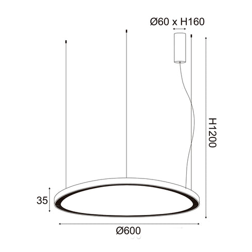 ΚΡΕΜΑΣΤΟ Φ/Σ LED 54W 3000K 4000LM HARMONY ΛΕΥΚΟ ΑΛΟΥΜΙΝΙΟ IP20 D60XH120CM BR97LEDP60WH