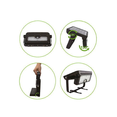 SMART SOLAR SENSOR SMD LED FLOOD LIGHT 8W 600LM 4000K IP65 90° Ra80 CAMPO840