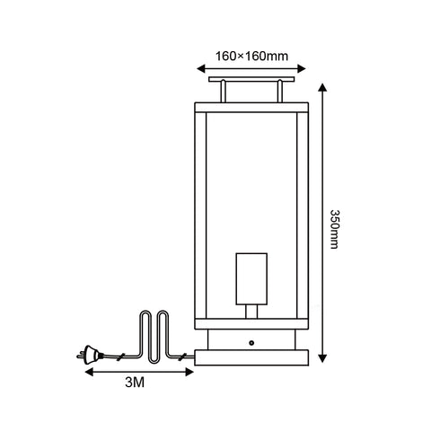 ^ BLACK TABLE / FLOOR LIGHTING CELIA 1XE27 IP44 WITH CABLE, PLUG & TRANSPARENT GLASS