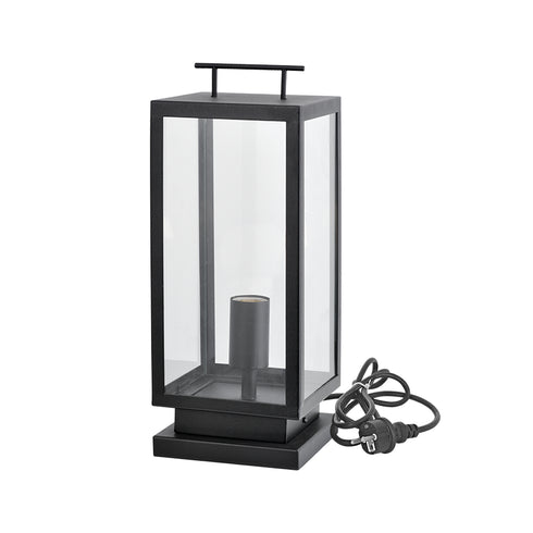 ^ BLACK TABLE / FLOOR LIGHTING CELIA 1XE27 IP44 WITH CABLE, PLUG & TRANSPARENT GLASS