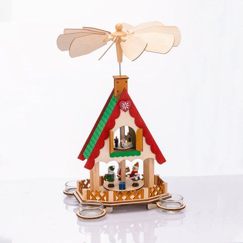 WOODEN TEA LIGHT PYRAMID ICE SKATERS ΔΙΑΚΟΣΜΗΤΙΚΟ (ΧΩΡΙΣ ΚΕΡΑΚΙΑ) 18x13x36cm X153602