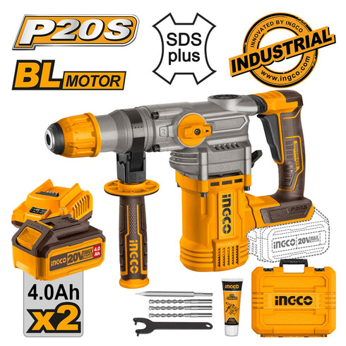 Πιστολέτο Περιστροφικό Κρουστικό Σκαπτικό Μπαταρίας 20V Li-Ion 4.5J INGCO CRHLI202882