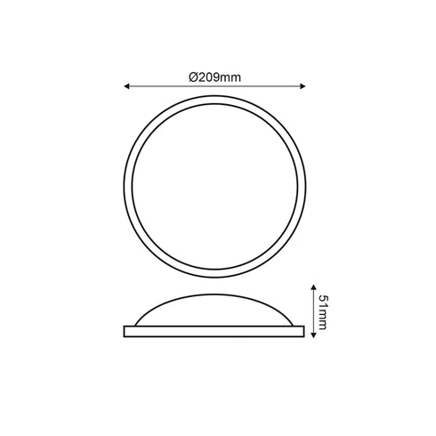 LED PC BLACK CEIL LUMINAIRE 230V AC IP65 20W 1700lm 3000K 110° Ra80 DARIA2030B