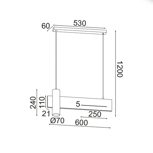 ΚΡΕΜΑΣΤΟ Φ/Σ LED 1XGU10+ 12W LED 3000K 960LM ΑΠΟΧΡ.ΜΑΥΡΟΥ ΜΑΡΜΑΡΟΥ ΜΕΤ/ΚΟ 60Χ7ΧΗ120CM LINEA DCR21LEDP60B