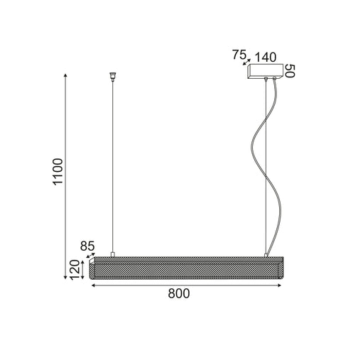 ΚΡΕΜΑΣΤΟ Φ/Σ LED 11W 3000K 1180LM ΜΕΤ/ΚΟ ΜΑΥΡΟ 8,5Χ80ΧΗ110CM OFIS DCR39211