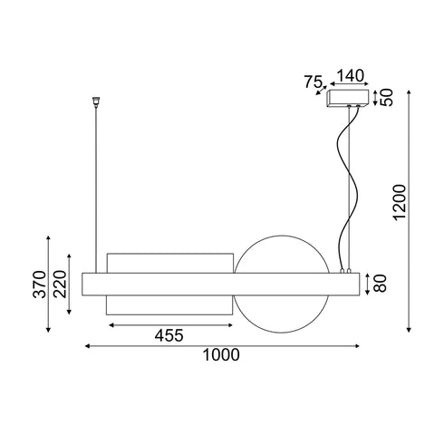 ΚΡΕΜΑΣΤΟ Φ/Σ LED 20W 3000K 2150LM ΜΕΤ/ΚΟ ΜΑΥΡΟ+ΑΚΡΥΛΙΚΟ 7,5X100XH120CM EARTH DCR39214