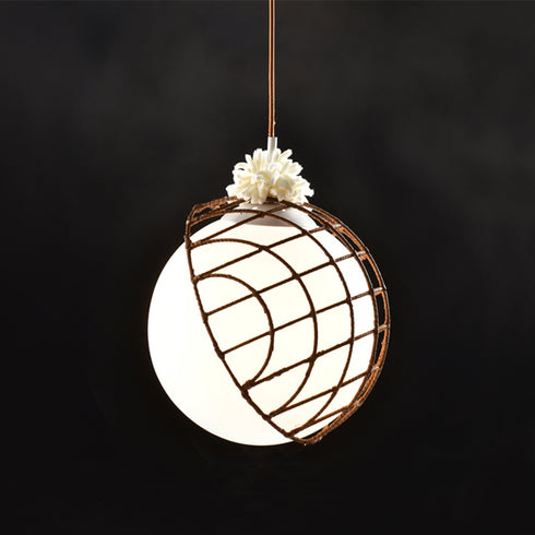 ΚΡΕΜΑΣΤΟ Φ/Σ 1ΧΕ27 RATTAN+ΛΕΥΚΟ ΓΥΑΛΙ D33XH120CM AURORA DCR921P33