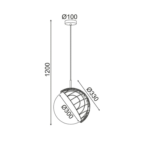 ΚΡΕΜΑΣΤΟ Φ/Σ 1ΧΕ27 RATTAN+ΛΕΥΚΟ ΓΥΑΛΙ D33XH120CM AURORA DCR921P33