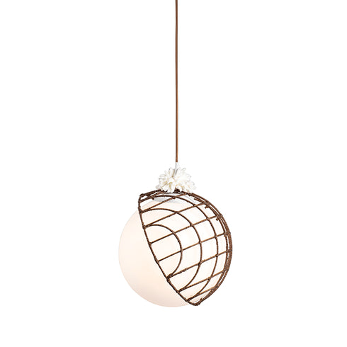 ΚΡΕΜΑΣΤΟ Φ/Σ 1ΧΕ27 RATTAN+ΛΕΥΚΟ ΓΥΑΛΙ D33XH120CM AURORA DCR921P33