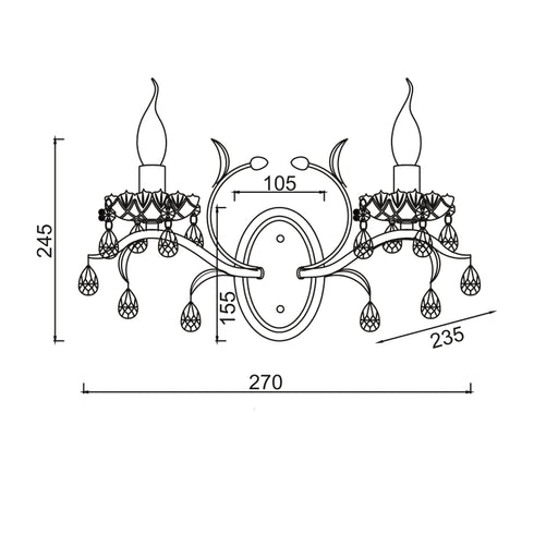ΕΠΙΤΟΙΧ 2ΧΕ14 ΜΕΤΑΛ ΠΑΤΙΝΑ ΛΕΥKO ΧΡΥΣO+ΚΡΥΣΤΑΛ 38Χ24,5Χ19CM SARDINIA DL9342WWG