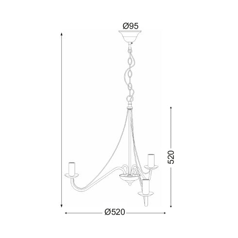 ΚΡΕΜΑΣΤΟ 3Χ60W E14 ΠΑΤΙΝΑ PALMYRA DLA0433