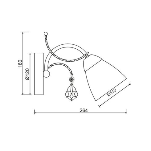 ΕΠΙΤΟΙΧ 1ΧΕ14 ΜΕΤΑΛ ΠΑΤΙΝ ΧΡΥΣ+ΛΕΥΚ ΓΥΑΛ+ΚΡΥΣΤ12Χ18,5Χ26,4CM QUINCE DLA12121