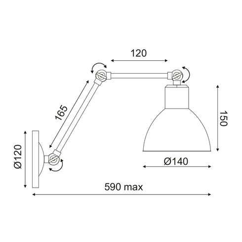 ΕΠΙΤΟΙΧΟ Φ/Σ 1ΧΕ27 ΜΕΤΑΛΛΙΚΟ ΜΑΥΡΟ-ΑΣΗΜΙ ΒΡΑΧΙΟΝΑΣ Φ15Χ39CM THALASSA EG168871WB