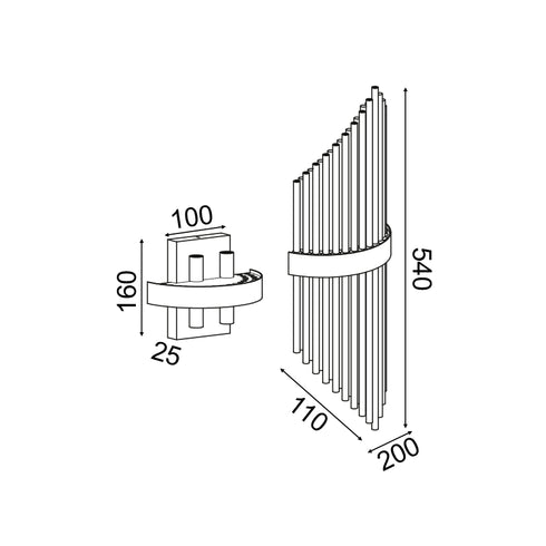 ΕΠΙΤΟΙΧΟ Φ/Σ 4XG9 ΚΡΥΣΤΑΛΛΟ + ΟΡΕΙΧΑΛΚΟ ΜΕΤ/ΚΟ 20Χ11Χ54CM DYNASTY EG1844W54AB