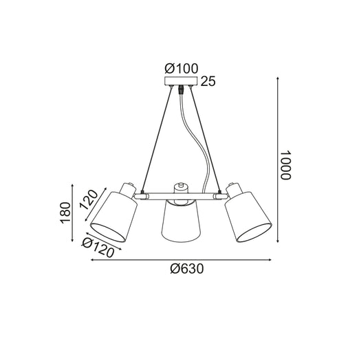 ΚΡΕΜΑΣΤΟ Φ/Σ 3ΧΕ14 ΜΑΥΡΟ ΜΕΤ/ΚΟ+ ΑΜΠΑΖΟΥΡ D63XH100CM NORMA EG213P63BK