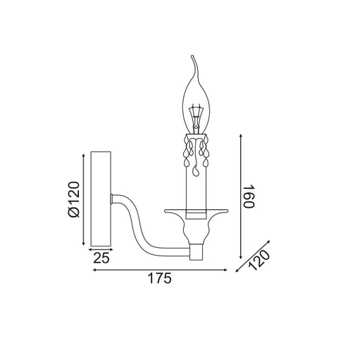 ΕΠΙΤΟΙΧΟ Φ/Σ 1ΧΕ14 ΑΝΤΙΚΕ/ΣΚΟΥΡΙΑ ΜΕΤΑΛΛΙΚΟ 18X12X16CM LYON EG5871W18R