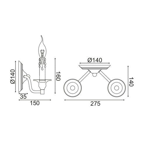 ΕΠΙΤΟΙΧΟ Φ/Σ 2ΧΕ14 ΑΝΤΙΚΕ/ΣΚΟΥΡΙΑ ΜΕΤΑΛΛΙΚΟ 28X14X16CM LYON EG5872W28R