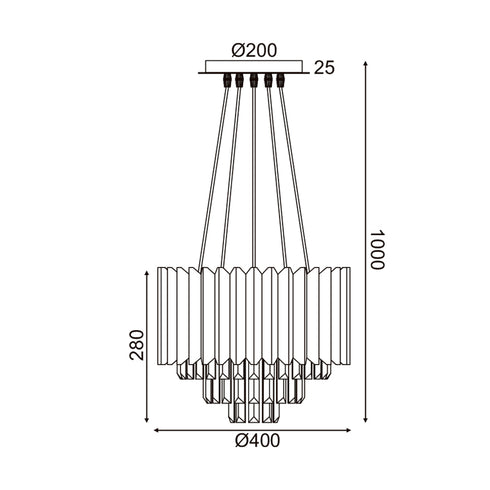 ΚΡΕΜΑΣΤΟ Φ/Σ 5XE14 ΚΡΥΣΤΑΛΛΟ + ΧΡΥΣΟ ΜΕΤ/ΚΟ D40XH100CM EMPIRE EG6175P41CG