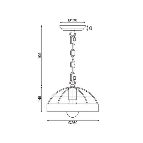 ΚΡΕΜΑΣΤΟ Φ/Σ 1ΧΕ27 ΞΥΛΟ+ΜΑΥΡΟ ΜΕΤΑΛΛΟ D26XH120CM TESLA EG841P26B