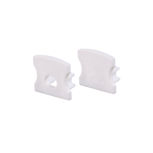 SET OF WHITE PLASTIC END CAPS FOR PROFILE P113, 1 WITHOUT HOLE & 1 WITH HOLE EP113