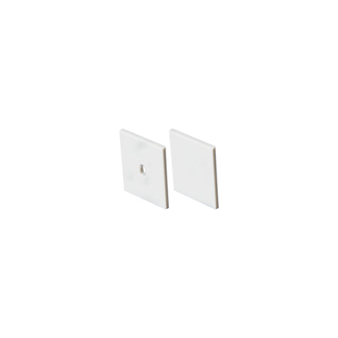 SET OF WHITE PLASTIC END CAPS FOR PROFILE P132, 1 WITHOUT HOLE & 1 WITH HOLE EP132