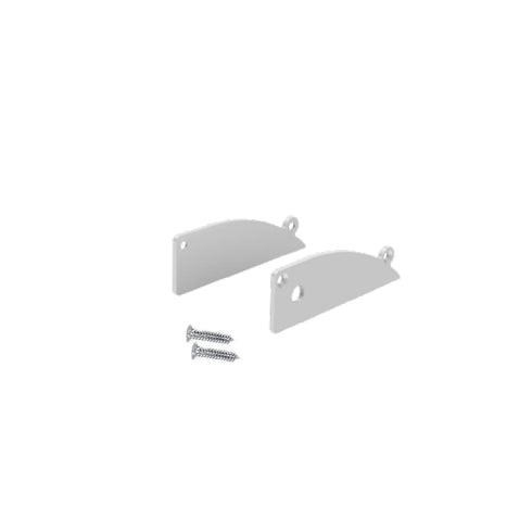 SET OF SILVER METAL END CAPS FOR P173, 1 WITHOUT HOLE & 1 WITH HOLE EP173