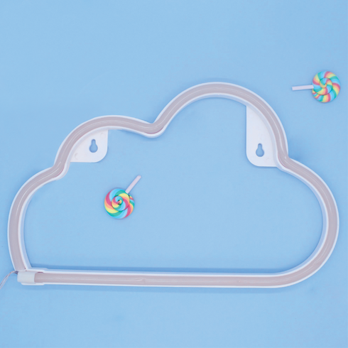 CLOUD, 48 NEON LED LIGHTS WITH BATTERIES (3xAA)/USB, WARM WHITE, IP20, 29.5x2x18.5cm