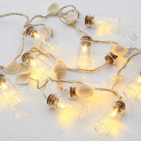 "GLASS BOTTLE - SHELL", 10 LED ΛΑΜΠΑΚΙΑ ΣΕΙΡΑ ΜΠΑΤΑΡΙΕΣ (2xAA), WW, IP20, 135+30cm, ΔΙΑΦ. ΚΑΛ. ΤΡΟΦ. F04101102