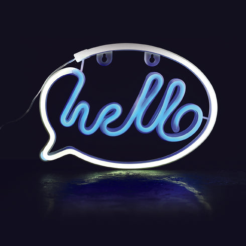 HELLO, 220 NEON LED ΛΑΜΠΑΚΙΑ ΜΕ ΜΠΑΤΑΡΙΑ (3xΑΑ)/USB, ΛΕΥΚΟ/ΜΠΛΕ, IP20, 25.5*2*18.5 F0422026330