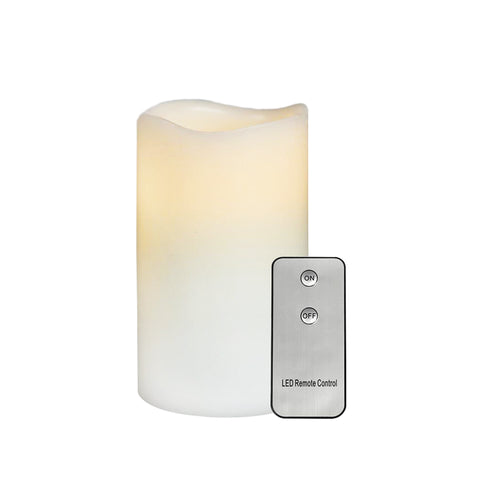 ^ WHITE CANDLE, 1 LED LAMP BAT (2xAA) & ON / OFF IR TELEPH., HOT WHITE, IP20, φ7.5x15cm