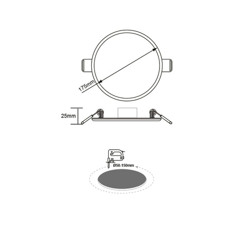 FLEX W ROUND LED SLMPANEL 15W 3000K 1300Lm 230V Φ50-150 120° FLEXI1530RW