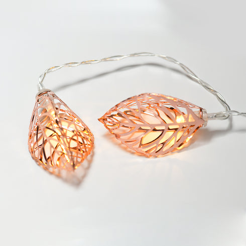 "METAL LEAVES" 10LED ΛΑΜΠΑΚ ΣΕΙΡΑ ΜΠΑΤΑΡ.(3xAA)&ΧΡΟΝΟΔΙΑΚ (6ΟΝ/18OFF) ΘΕΡΜΟ ΛΕΥΚΟ ΧΑΛΚΙΝΟ ΜΕΤΑΛΛΟ FMCLEAF10WW2AT