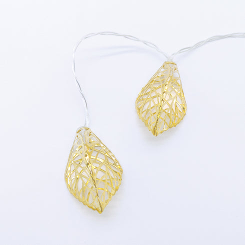 "METAL LEAVES" 10LED ΛΑΜΠΑΚ ΣΕΙΡΑ ΜΠΑΤΑΡ.(3xAA) & ΧΡΟΝΟΔΙΑΚ (6ΟΝ/18OFF) ΘΕΡΜΟ ΛΕΥΚΟ ΧΡΥΣΟ ΜΕΤΑΛΛΟ FMGLEAF10WW2AT