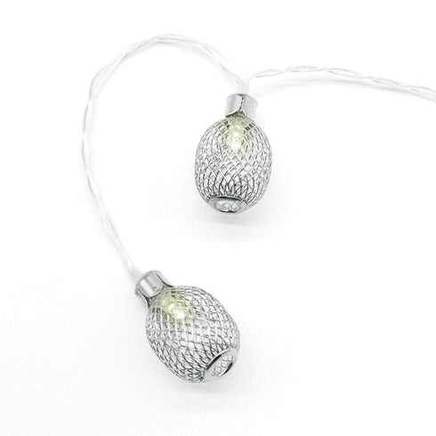 "METAL PINAPPLE" 10LED ΛΑΜΠΑΚ ΣΕΙΡΑ ΜΠΑΤΑΡ.(3xAA)ΘΕΡΜΟ ΛΕΥΚΟ ΑΣΗΜΙ ΜΕΤΑΛΛΟ IP20 135+30cm ΔΙΑΦΑΝ Κ FMSPEAR10WW2A
