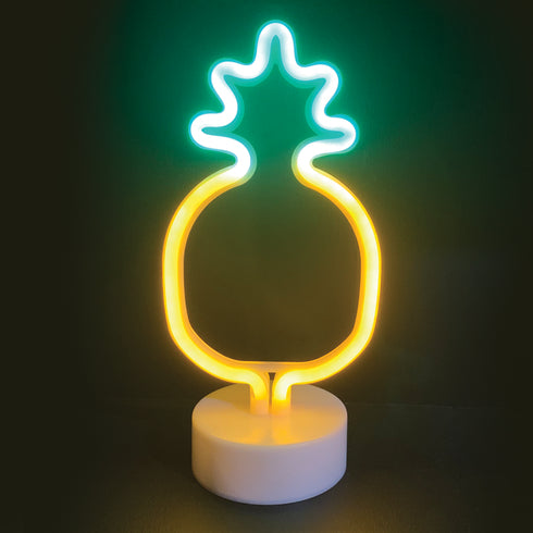 PINEAPPLE, 41 NEON LED LAMPS WITH BATTERY (3xAA) / USB, GREEN & YELLOW, IP20, 13x10x27.8cm