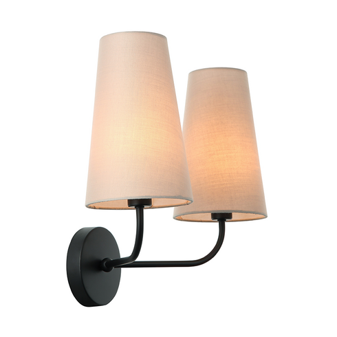 ^ WALLPAPER F / S 2XE14 BLACK MET / KO + BEIGE LAMPS 38X22XH33CM TUSCAN