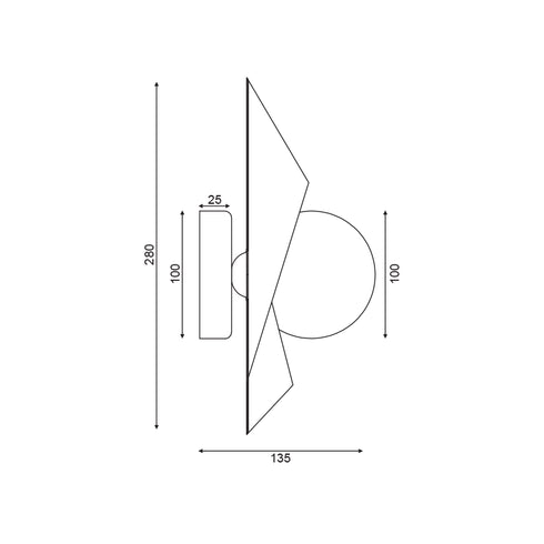 ΕΠΙΤΟΙΧΟ Φ/Σ 1ΧG9 ΧΡΥΣΟ/ΜΑΥΡΟ ΜΕΤ/ΚΟ + ΓΥΑΛΙ 16Χ14Χ28CM POLYGON HL42591W28BG