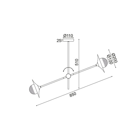 ^ ROOF F / S 2XG9 BRASS / BLACK MET / KO + GLASS 85X20XH51CM LAYLA