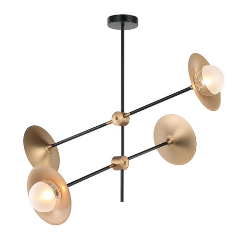 ^ ROOF F / S 4ΧG9 BRASS / BLACK MET / KO + GLASS 85X81ΧΗ67CM LAYLA
